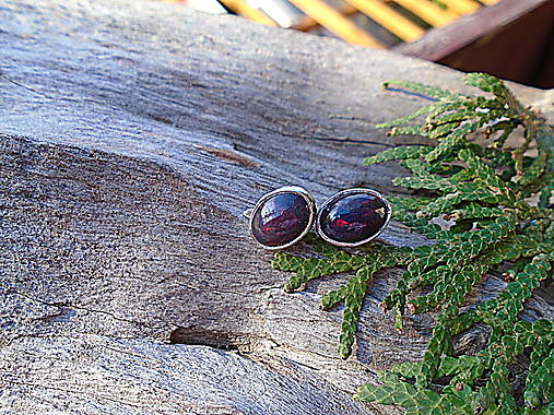 Strieborné náušnice Ag925 Čierný opál