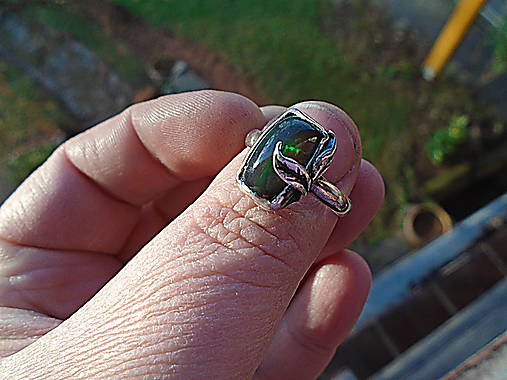 Strieborny prsteň Ag 925 Čierný Etiopsky Opál