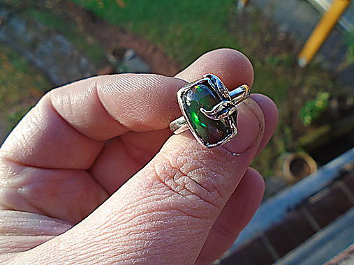 Strieborny prsteň Ag 925 Čierný Etiopsky Opál