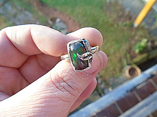 Strieborny prsteň Ag 925 Čierný Etiopsky Opál