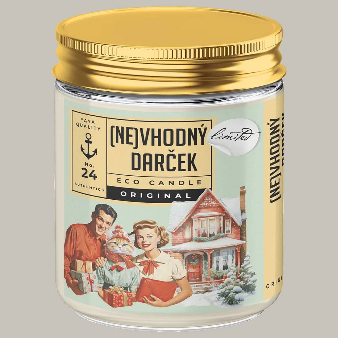 [NE]VHODNÝ DARČEK - limitovaná eko sójová sviečka Soaphoria