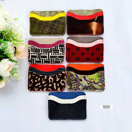 Peňaženky - Mini kožený puzdro na karty, CARD HOLDER, farebný držiak na kreditné karty - 17945674_