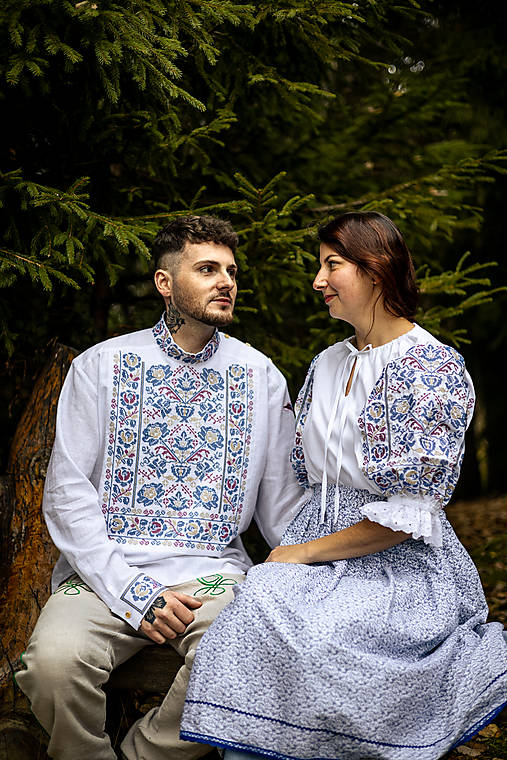 Pánske oblečenie - Pánska ľudová vyšívaná ľanová košeľa Gregor - 17942877_