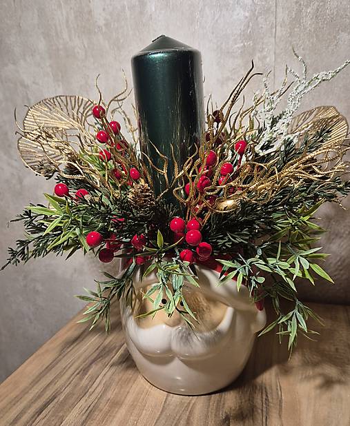 Dekorácie - Vianočná dekoracia z jednou sviečkou - 17944470_