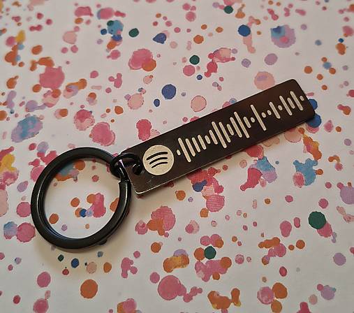 Kľúčenky - Spotify kľúčenka s gravírovaným kódom – čierna - 17943279_