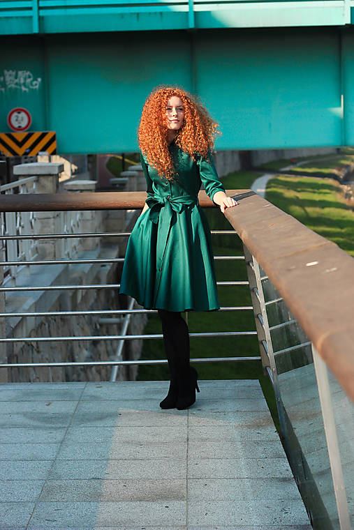 Šaty - Košilové šaty SARA, zelené - 17947482_