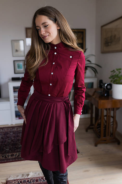 Blúzky a košele - SONYA košile, vínová barva - 17948401_