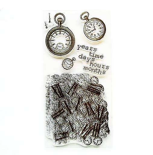 - 50% silikónové razítka, pečiatky 10x20 cm, pôvod.cena 7,50€ (hodiny, čas, time)