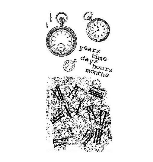 - 50% silikónové razítka, pečiatky 10x20 cm, pôvod.cena 7,50€ (hodiny, čas, time)