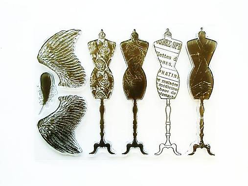 - 50% silikónové razítka, pečiatky 15x20 cm, pôvod.cena 8,90€ (krídla, figurína, šitie)