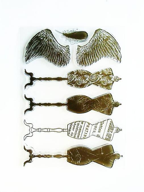 - 50% silikónové razítka, pečiatky 15x20 cm, pôvod.cena 8,90€ (krídla, figurína, šitie)