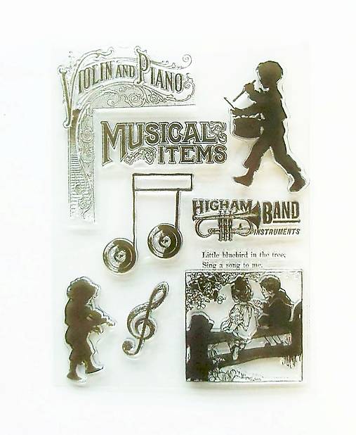 - 50% silikónové razítka, pečiatky 15x20 cm, pôvod.cena 8,90€ (hudba, nota, notový papier, husľový kľúč)