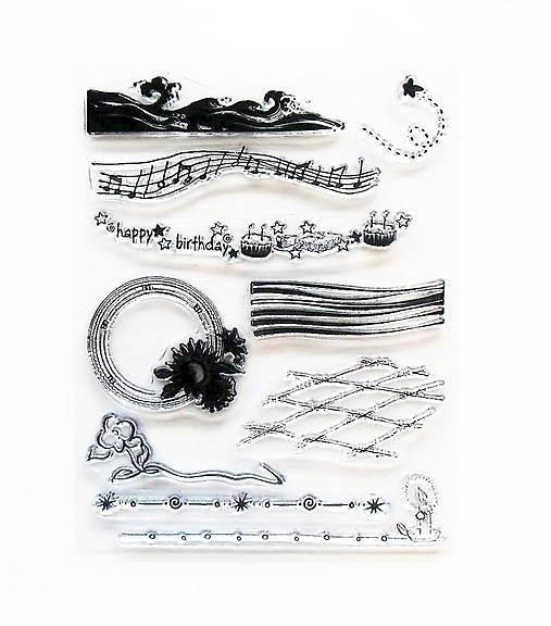 - 50% silikónové razítka, pečiatky 14x18 cm, pôvod.cena 7,90€ (notový papier)