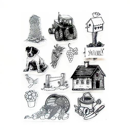 - 50% silikónové razítka, pečiatky 14x18 cm, pôvod.cena 7,90€ (farma, traktor)