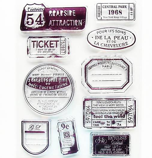 - 50% silikónové razítka, pečiatky 14x18 cm, pôvod.cena 7,90€ (známka, etiketa, bike)