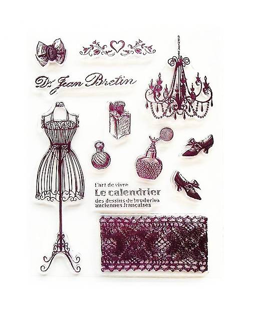 - 50% silikónové razítka, pečiatky 14x18 cm, pôvod.cena 7,90€ (luster, čipka, nostalgia)