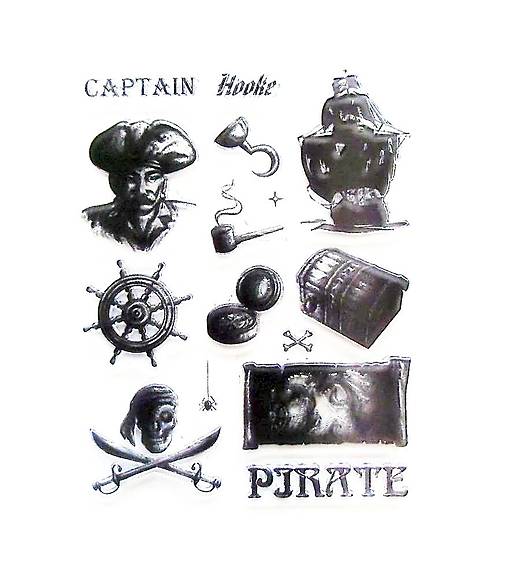 - 50% silikónové razítka, pečiatky 14x18 cm, pôvod.cena 7,90€ (piráti)