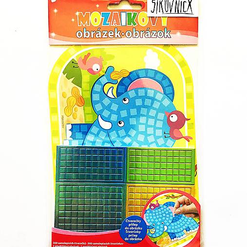 - 50% metalický mozaikový obrázok, 21x14 cm, pôvod.cena 2,90€ (slon)