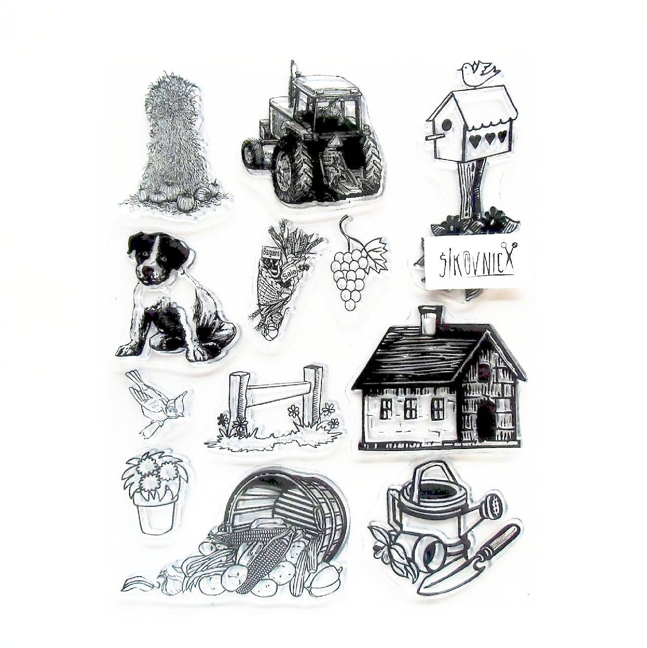 - 50% silikónové razítka, pečiatky 14x18 cm, pôvod.cena 7,90€ (farma, traktor)