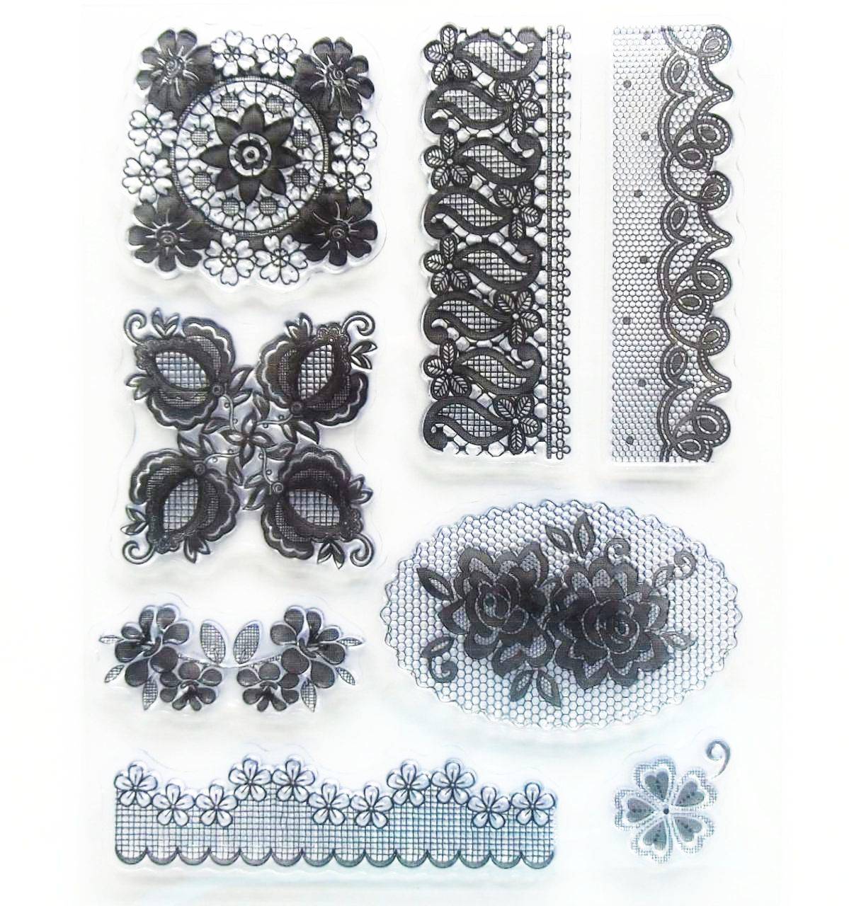 - 50% silikónové razítka, pečiatky 14x18 cm, pôvod.cena 7,90€ (čipka, krajka, kvet)