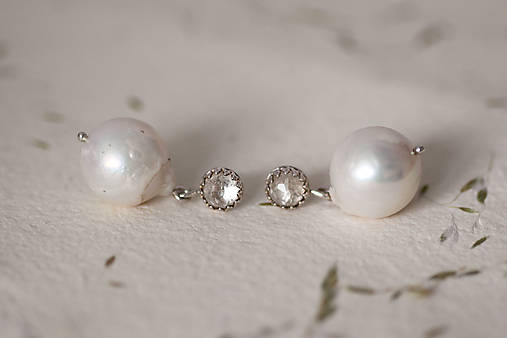 Strieborné náušnice - Lady Pearls
