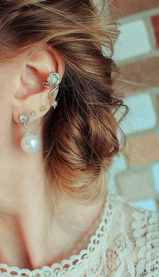 Strieborné náušnice - Lady Pearls