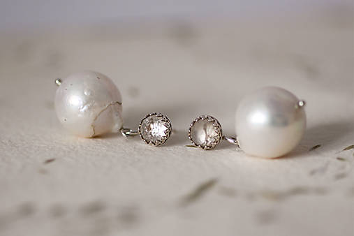 Strieborné náušnice - Lady Pearls