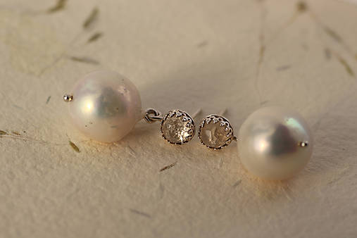 Strieborné náušnice - Lady Pearls
