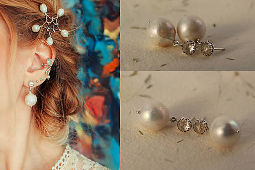 Strieborné náušnice - Lady Pearls