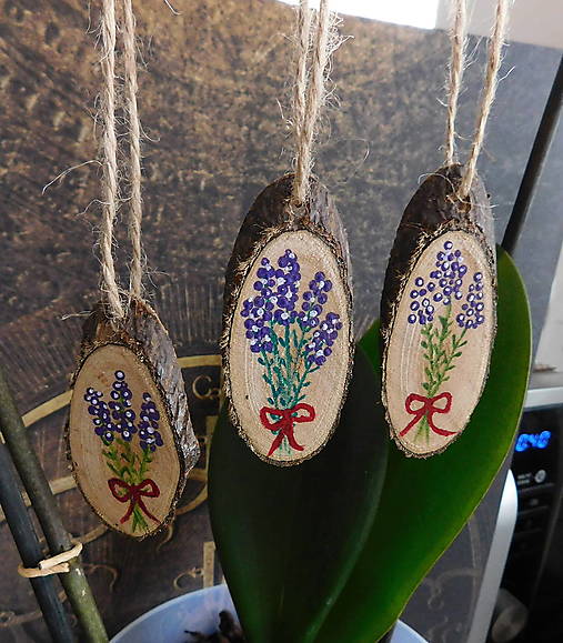 Dekorácie - drevená maľovaná sada levanduľa - totálny výpredaj! - 17947192_