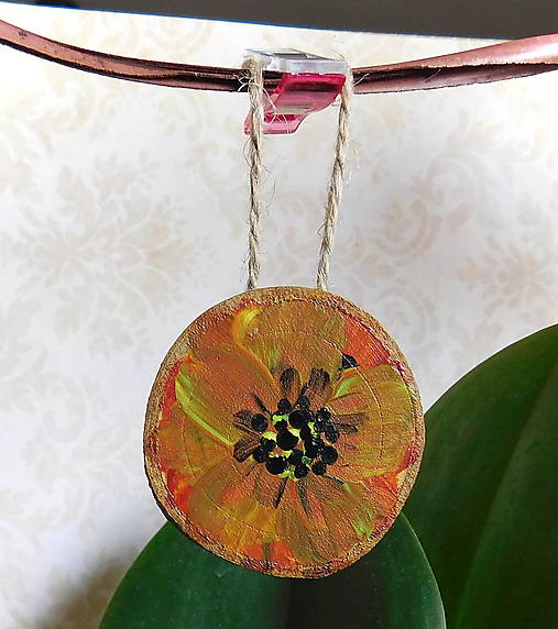 Dekorácie - kvet drevená závesná dekorácia - totálny výpredaj! - 17947519_