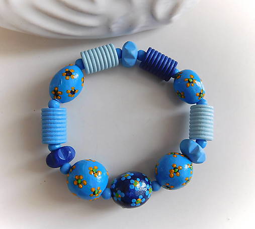 Náramky - kombinovaný drevený náramok kvietky / totálny výpredaj - 17947625_