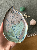 Príbory, varešky, pomôcky - Kameninový minipodnos Lístok - 17946340_