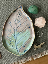 Príbory, varešky, pomôcky - Kameninový minipodnos Lístok - 17946341_