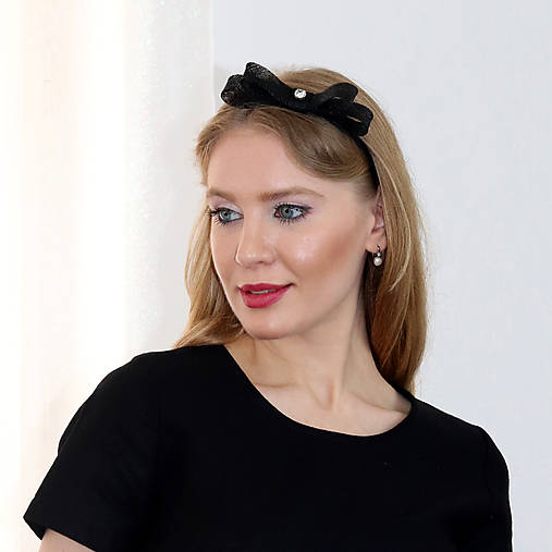 Ozdoby do vlasov - Lisa - čelenka s mašľou, čierna - 17947765_