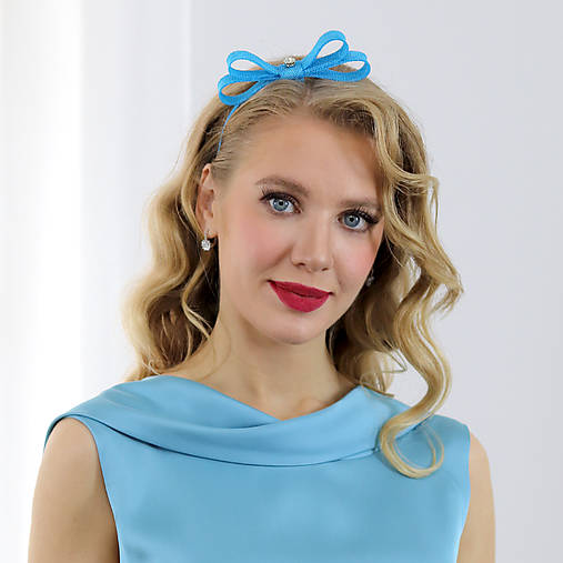 Ozdoby do vlasov - Lisa - čelenka s mašľou, tyrkysová - 17947768_