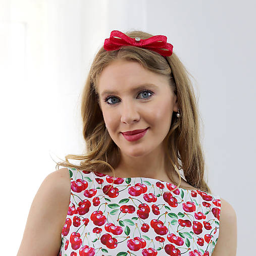 Ozdoby do vlasov - Lisa - čelenka s mašľou, červená - 17947794_