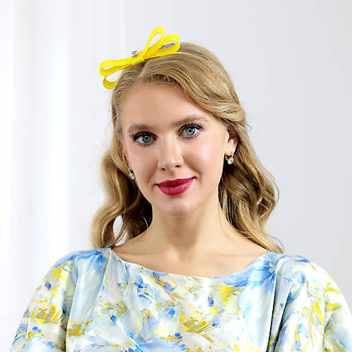 Ozdoby do vlasov - Lisa - čelenka s mašľou, žltá - 17947819_