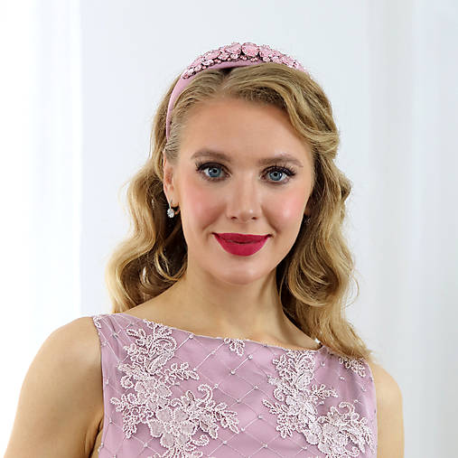 Ozdoby do vlasov - Gemma - čelenka s kryštálmi, staro ružová - 17947947_