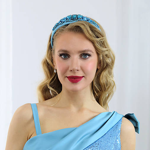 Ozdoby do vlasov - Gemma - čelenka s kryštálmi, bledo modrá - 17947964_