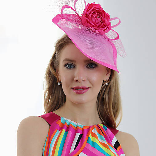 Ozdoby do vlasov - Tiffany - pol klobúk / fascinátor, ružový - 17948091_