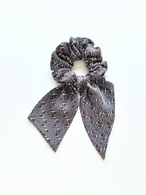 Maxi scrunchie hodvábna (Sivo-červená)