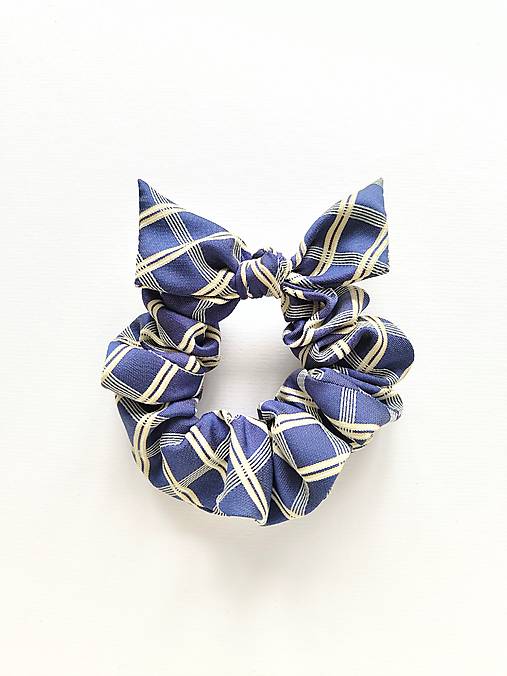 Scrunchie hodvábna (modro-žltá)