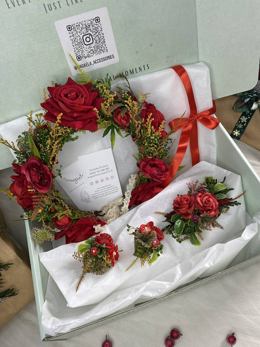 Darčekový box "legenda o vášni" - polvenček, spona do vlasov a náušnice