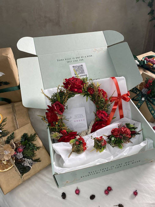 Darčekový box "legenda o vášni" - polvenček, spona do vlasov a náušnice