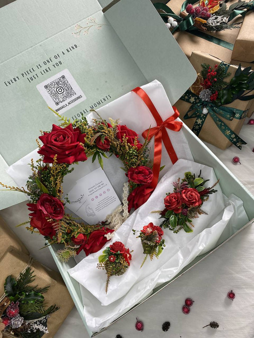 Darčekový box "legenda o vášni" - polvenček, spona do vlasov a náušnice