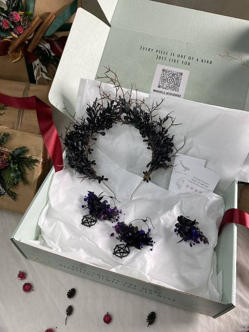 Darčekový box "lesná čarodejka" - korunka, prsteň a náušnice