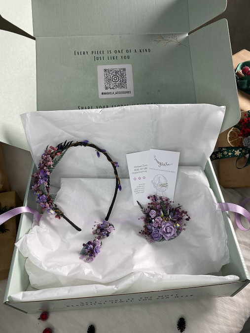 Darčekový box "záblesky stmievania" - čelenka, brošňa a náušnice