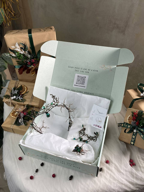 Darčekový box "elfské tajomstvá " - tiara, náušnice a prstienok