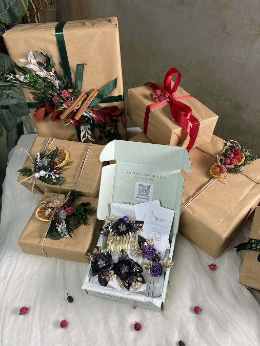 Darčekový box "chuť noci" - hrebienok, set vláseniek a klipy na topánky